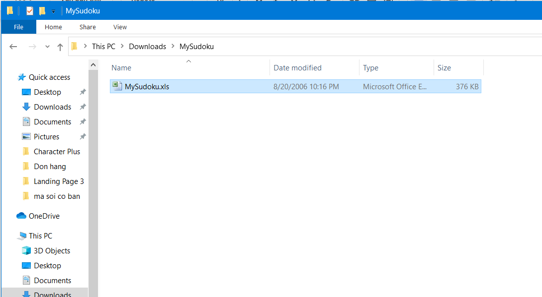 Bước 2: Giải nén và mở file Excel 1