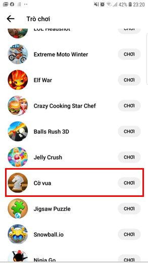 Bước 2: Tìm kiếm trò chơi Cờ vua 0