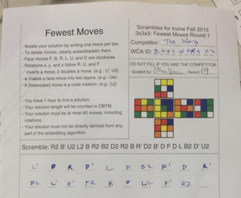FMC tiêu chuẩn khi thi đấu WCA 1